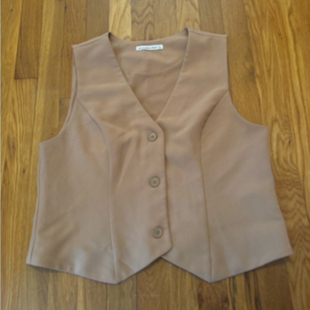 Abercrombie & Fitch Tan Button Down Vest, Large